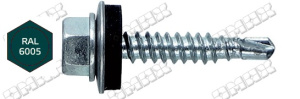 Саморез кровельный сверло зеленый мох 6005